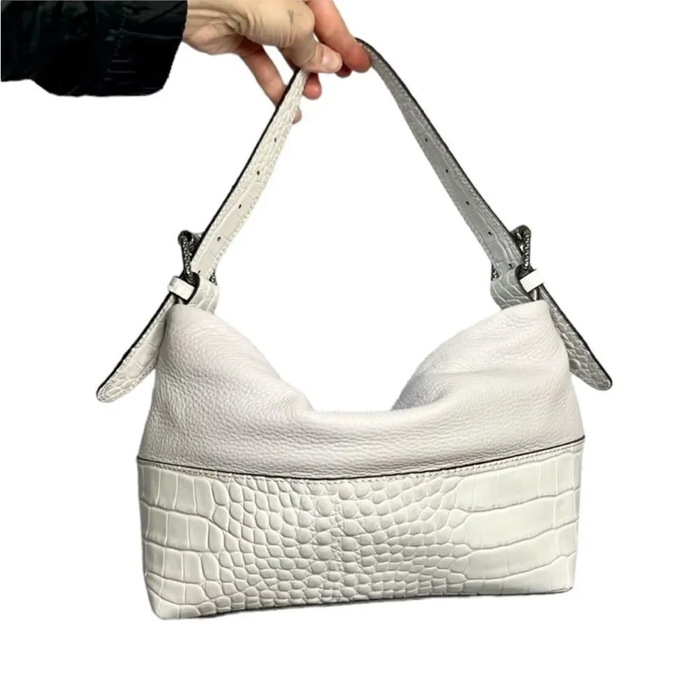 Vince Camuto Thistle Embossed Leather Slouchy Hobo Bag Chic Quiet Luxury